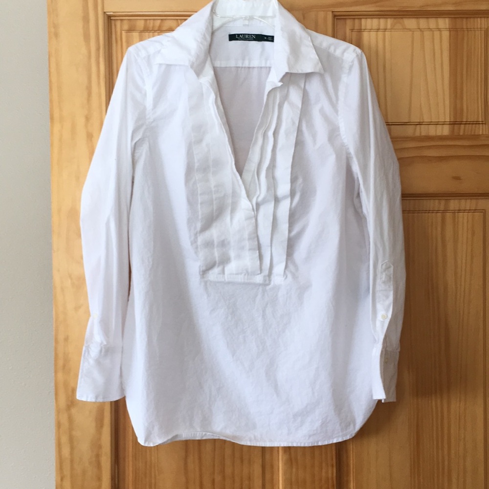 Ralph Lauren White Tunic Style Shirt. Size M